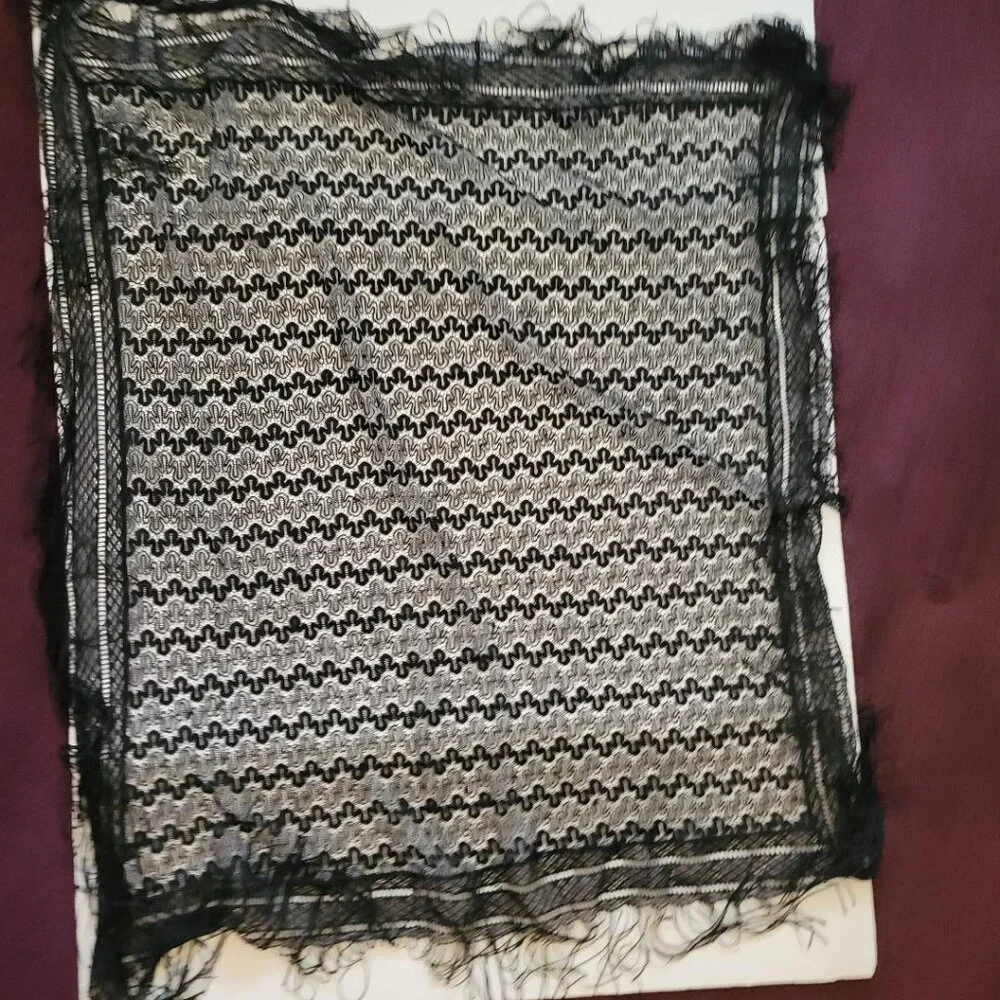 Black Fringe Shawl with sparkles 42x44, Sassy! - Picture 9 of 10